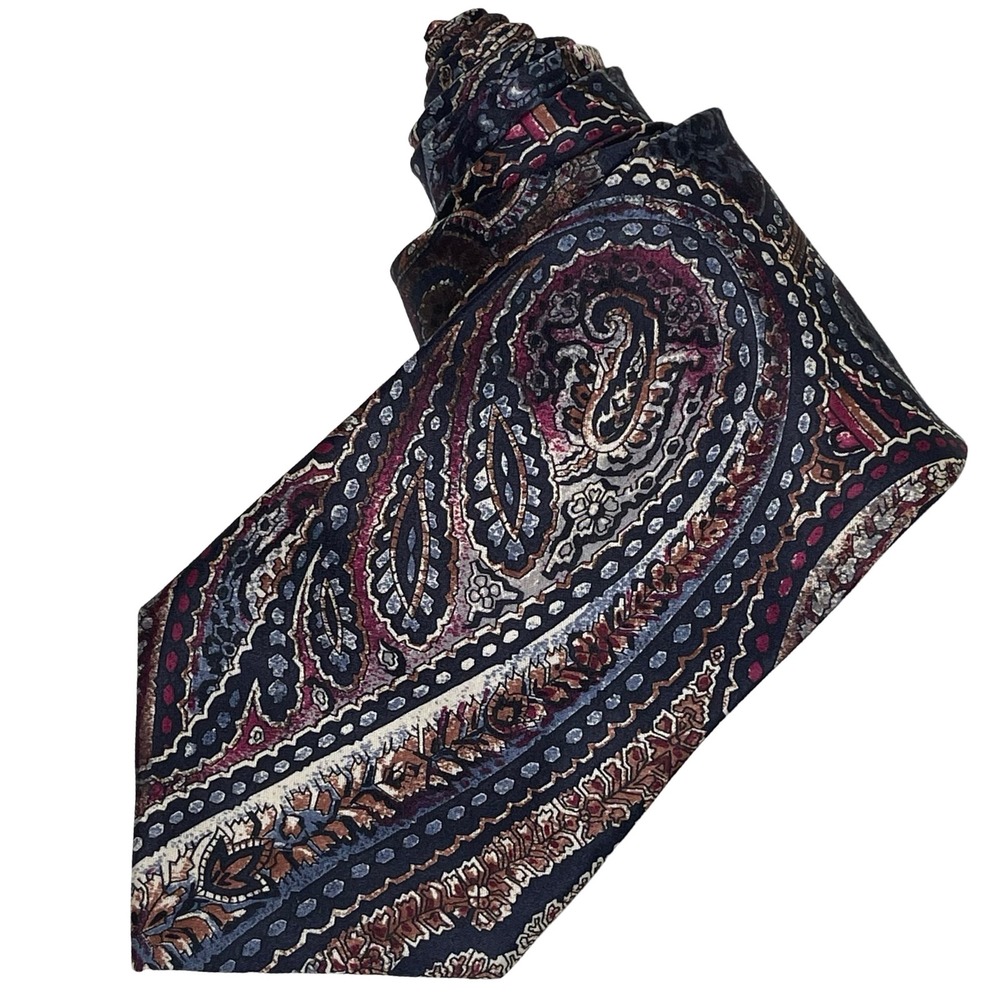 Vintage Stafford Paisley Silk Tie Multicolor Italian‎ Silk Geometric Pattern 90s